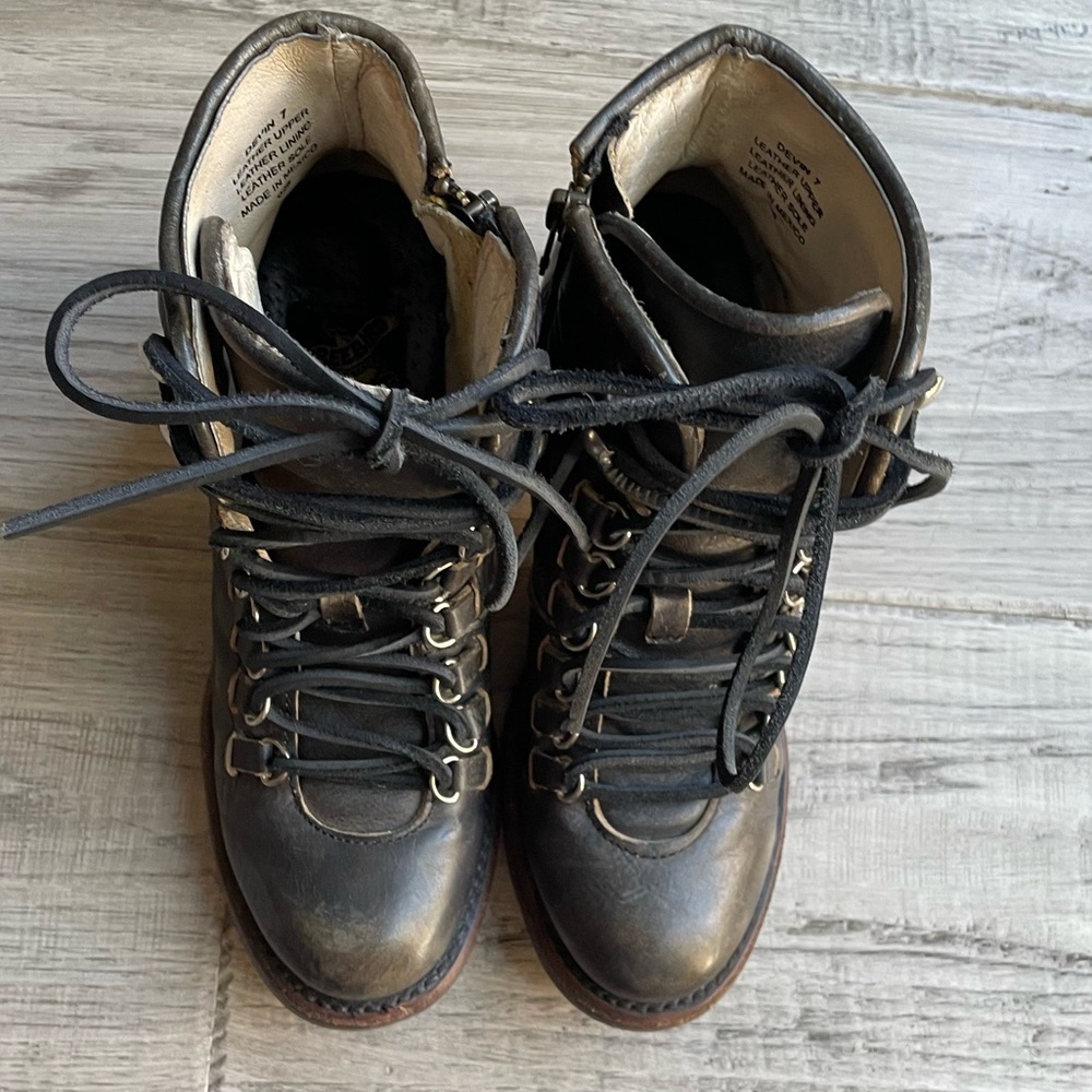 Freebird Rare Devin Boots Leather Lace Up Side Zipper Closure Black/Brown SZ 7 - Picture 15 of 16